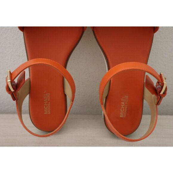 MICHAEL Michael Kors PV24K Women’s Sz 8M Orange Platform Slingback Sandals - Picture 11 of 15